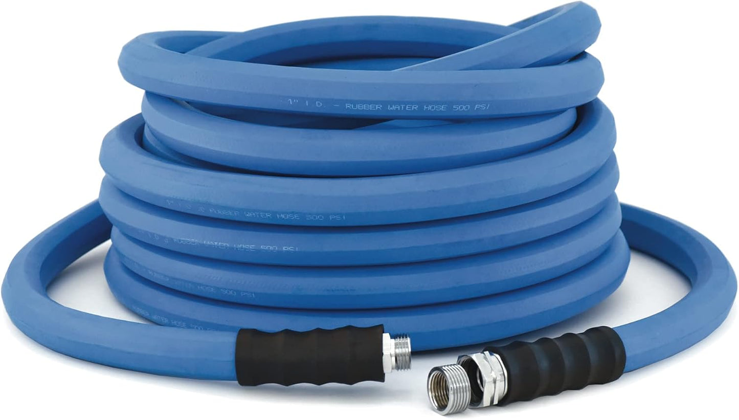 BluSeal Hot/Cold Water Rubber Garden Hose, 100% Rubber, Ultra-Light, Super Strong, 500 PSI, 50F to 190F Degrees, High Strength Polyester Braided (5/8" x 100')