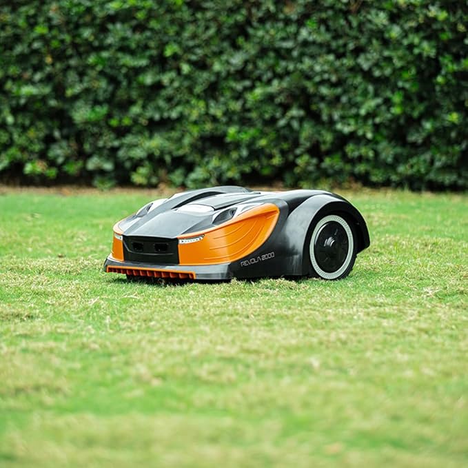 Yard Force Revola X4E Robotic Lawn Mower – App Control, Rain Sensor, Ultrasonic Obstacle Detection, 28V Lithium Battery, ½ Acre Coverage, Adjustable Cutting Height, Quiet Operation