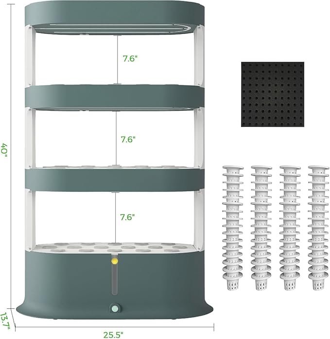 Lyfreen Smart Hydroponics Growing System Kit, 4-Tier Indoor Herb Garden with LED Grow Light & Timer, Vertical Hydroponic Tower for 64 Plants, 36L Self-Watering System for Herbs & Vegetable