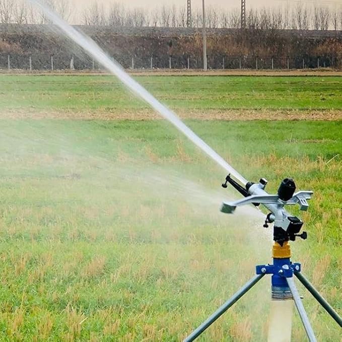 Impulse Impact Water Sprinkler, Garden Sprinkler, 1.5 Inch Irrigation Spray Gun, with Replacement Nozzle, 19-29m Water Range,Adjustable 360° Rotary Impact Sprinkler, for Farms, Orchards, Tea Gardens