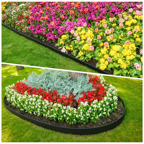 3in Tall 80ft Landscape Edging Kit with 120pcs Metal Spikes (Black / 3in*80ft)