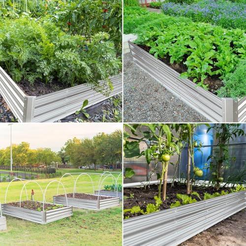 6×3×1ft Raised Garden Bed with Support Rods (Silver / Rectangle 6×3×1 Ft (1 Pc))