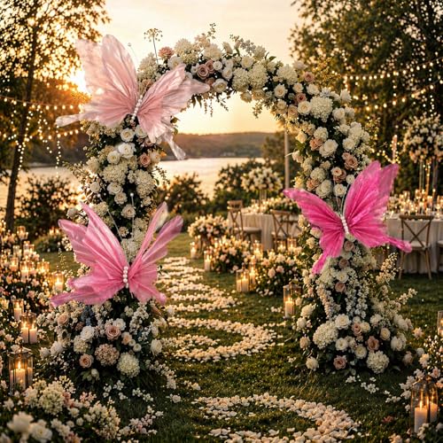 3 Pcs 19.7in Giant Butterfly Decoration for Wedding Reception (Butterfly / Pink, Peach Pink, Rose Red)