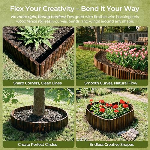 6 Piece Wooden Garden Border (6-Pack 7.9"x42")