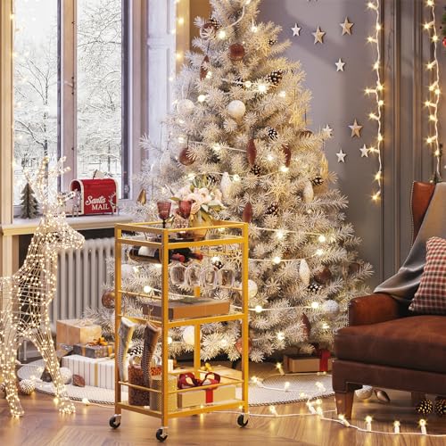 Gold Bar Cart with 3 Mirrored Shelves (Gold(3 Tier))