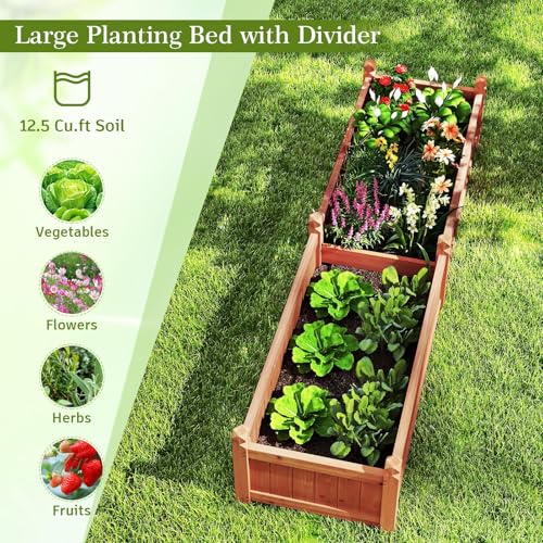 Wooden Raised Garden Bed with 8 Drain Holes & Liner