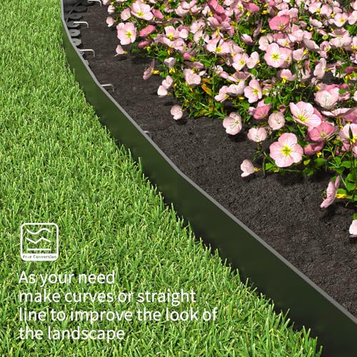 Landscape Edging 4 Inch Tall 20FT with 30Pcs Metal Spikes
