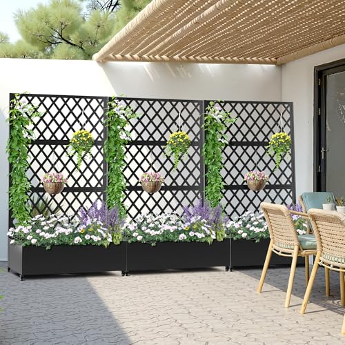 Metal Planter Box with Trellis and Drainage Hole