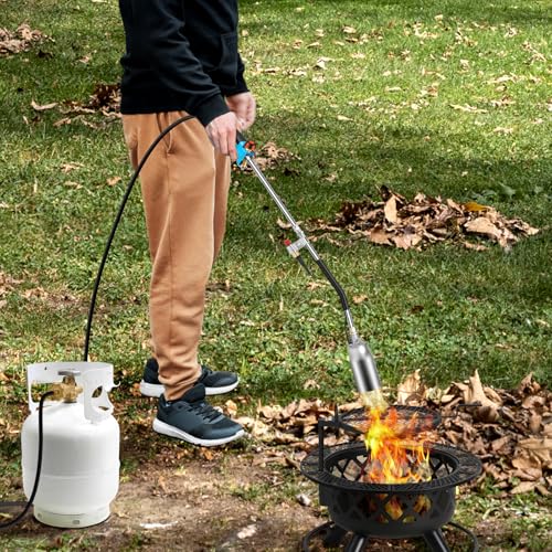 Portable Propane Torch Weed Burner Kit with Storage Bag (Blue Handle)