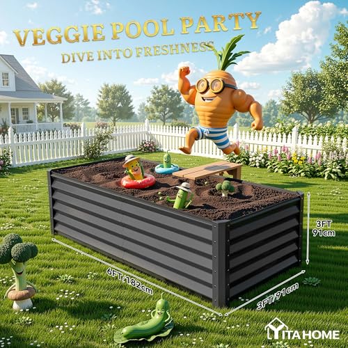 6x3x3ft Large Raised Garden Bed Kit (Black / 6x3x3ft)
