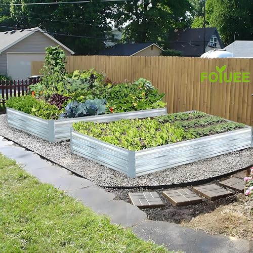 2 Pack Galvanized Raised Garden Bed 8x4x1ft (2 Count)