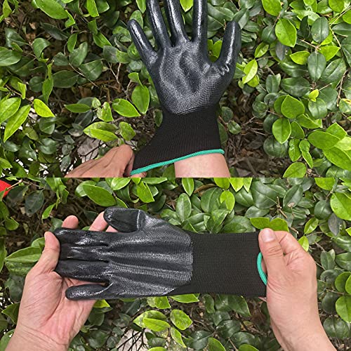 Nitrile Coated Work Gloves for Men & Women (Black 120 Pairs / Large)