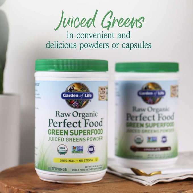 Garden of Life Super Greens Powder Smoothie & Mix, Probiotics & Digestive Enzymes for Digestive Health, Organic Superfoods Nutrition Fruit and Vegetables for Women & Men Energy, Original, 60 Servings