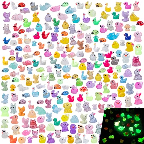 240 Pcs Mini Resin Animals Variety Tiny Animals Figures Miniature Little Small Animal Figurines Bulk for Micro Fairy Garden Landscape Accessories Hide Crafts Decor Aquarium (240 Count)