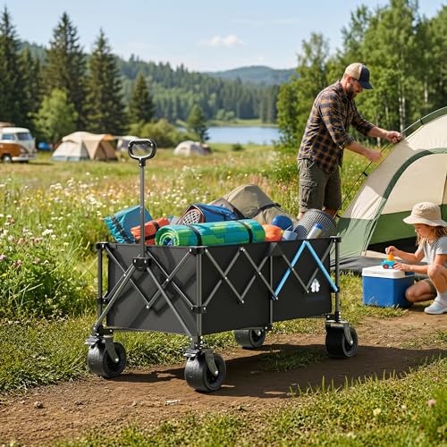 48" XL Collapsible Wagon Cart (Black / 400L-48in)