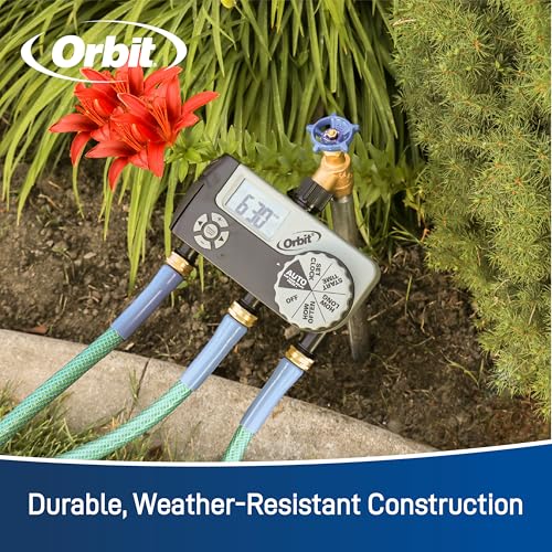 2 Station Hose Watering Timer with 1 Manual Bypass Outlet
