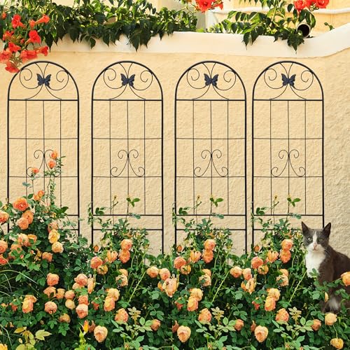 4 Pack Metal Garden Trellis 86.7" Tall Outdoor Climbing Plant Support for Roses (4 Count)