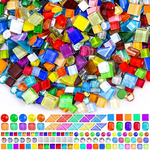2400 Pcs Colorful Irregular Crystal Mosaic Tiles (2400 Count)