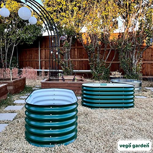 17" Tall Kids First Garden Bed 24" x 42" Raised Planter Box Outdoor Metal Galvanized Gardening Bed for Vegetables Herb & Flower