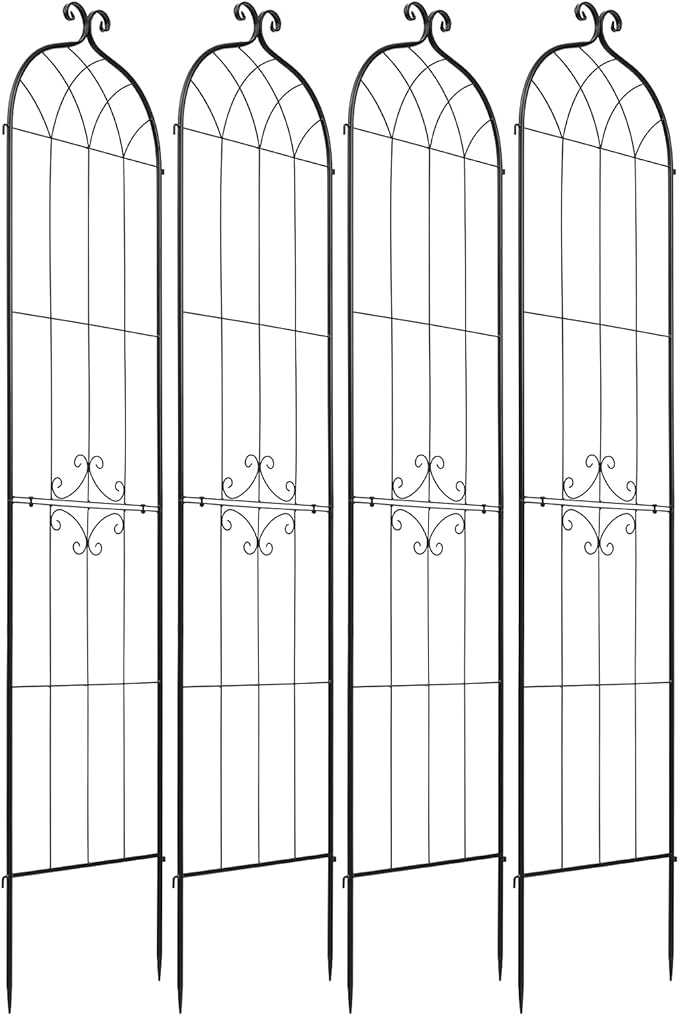 VEVOR 4 Packs Metal Garden Trellis for Climbing Plants Outdoor 87x21in, Rustproof Plant Tall Trellis for Rose Vine Flowers and Vegetables