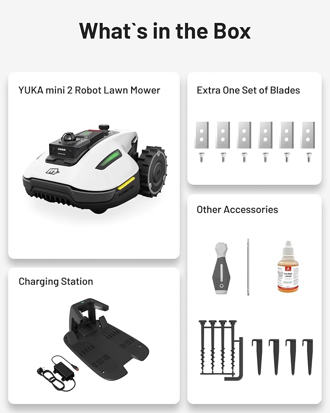 (2026 Upgrade) Mammotion YUKA mini 2 1000H Robotic Lawn Mower Reception 0.25 Acre, 360° LiDAR + AI Vision, 45% Slope, DropMow, Smart Battery Management,Cutting Heights 2.0"-3.5"