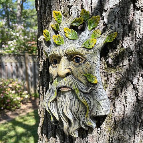 9.8" Whimsical Tree Face Sculpture (Yellow 461)