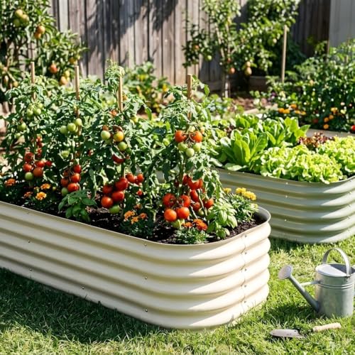 8x2 Galvanized Raised Garden Bed (Beige / 8 × 2 × 1.4 FT ( 9 in 1 ))