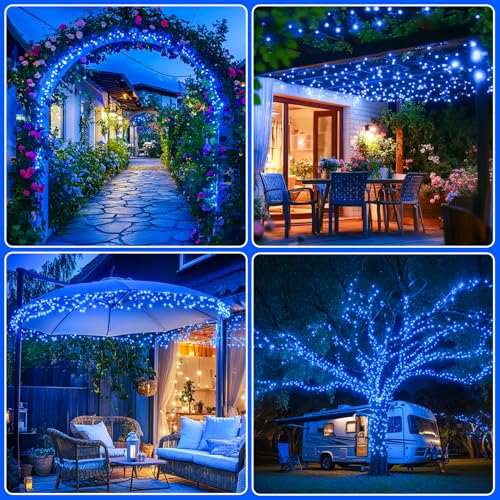 2 Pack Solar String Lights Outdoor (Blue / 100LED*2)
