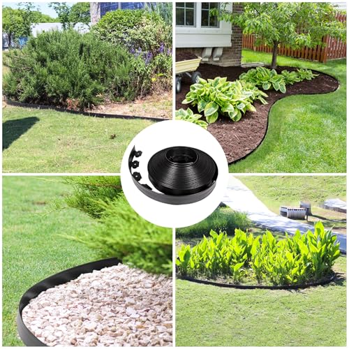 2 Inch Tall 200 FT Garden Edging Kit with 240pcs Spikes (Black / 2IN x 200FT)