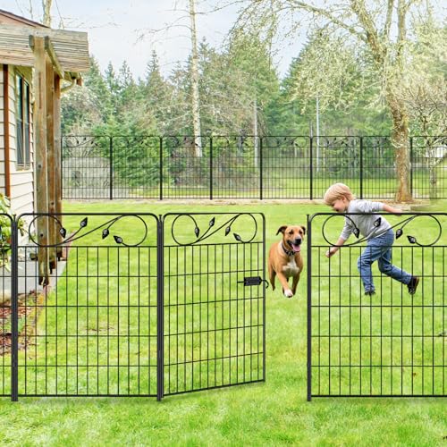 Metal Garden Fence with Gate 36in (36″Tall(Gate+7 Panels))
