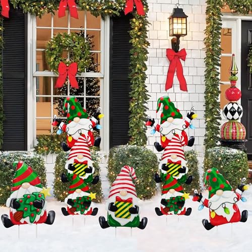 3 Pack Metal Christmas Yard Signs Decor for Multiple Stacked (Dwarf Christmas Tree)