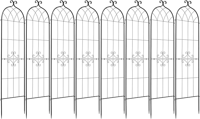 VEVOR Garden Trellis, 71 x 20 inch Rose Trellis, 8 Packs Garden Flower Rose Trellises with Powder-Coated Finish & Convenient Locking Design, Plant Support Trellises for Flowers, Vegetables, Roses