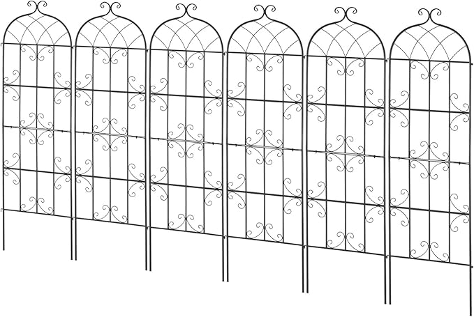VEVOR Garden Trellis for Climbing Plants, 71 x 20 in, 6 Packs Rustproof Metal Garden Flower Trellis, Outdoor Climbing Rose Clematis Cucumbers Trellis Decorative for Courtyards Lawns
