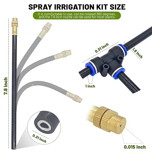 360° Adjustable Drip Irrigation System - 50FT Garden Watering Atomizing System with 16 Nozzles & Water Timer, Greenhouse Accessories for Yard, Lawn, Plants, Garden, 5/16 inches Tubing