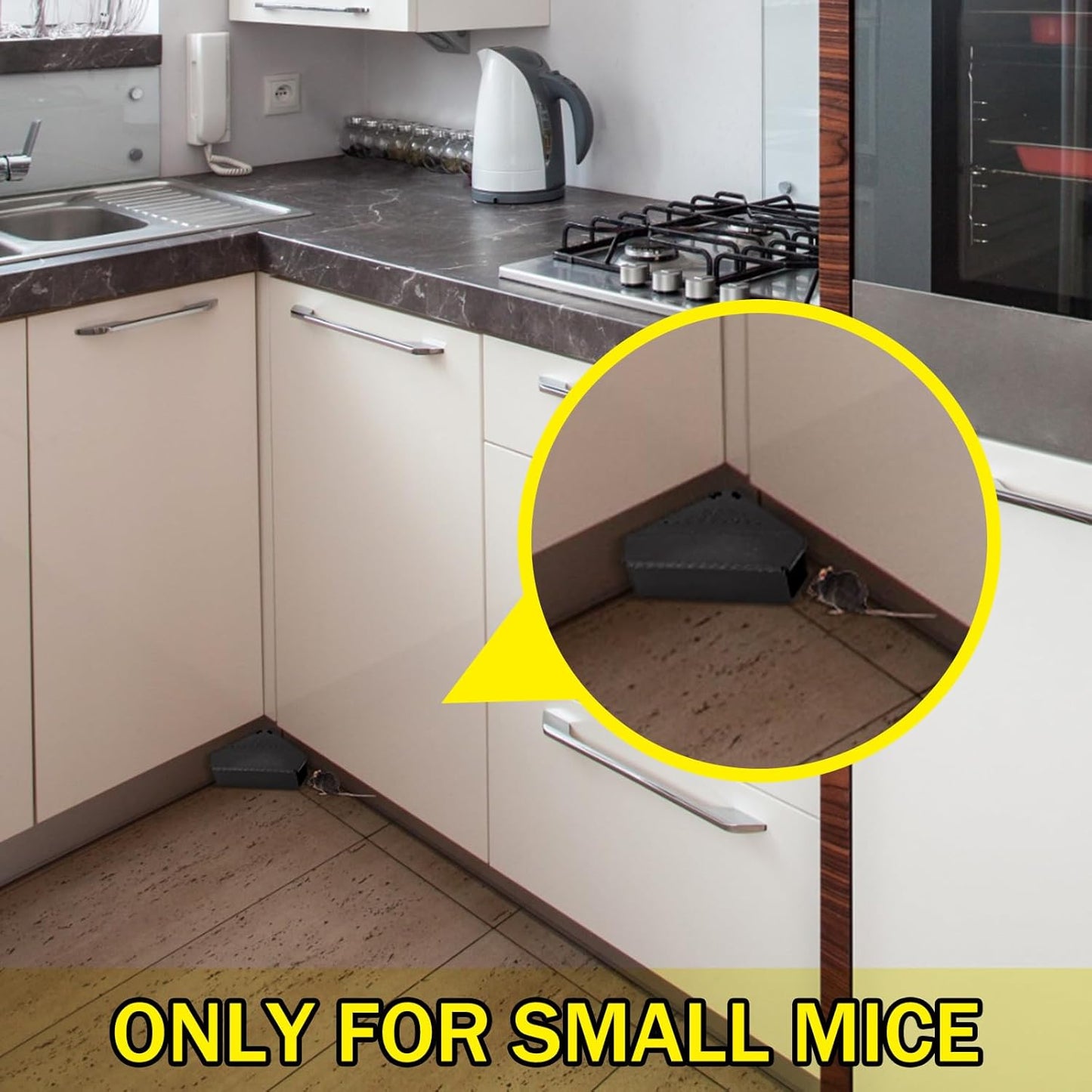 Qualirey 6 Pcs Mice Station with Key Triangle Bait Station Reusable Rodent Trap Bait Box, Keeps Children and Pets Safe Indoor & Outdoor, Bait Not Included, Suitable for Small Mice (Black)
