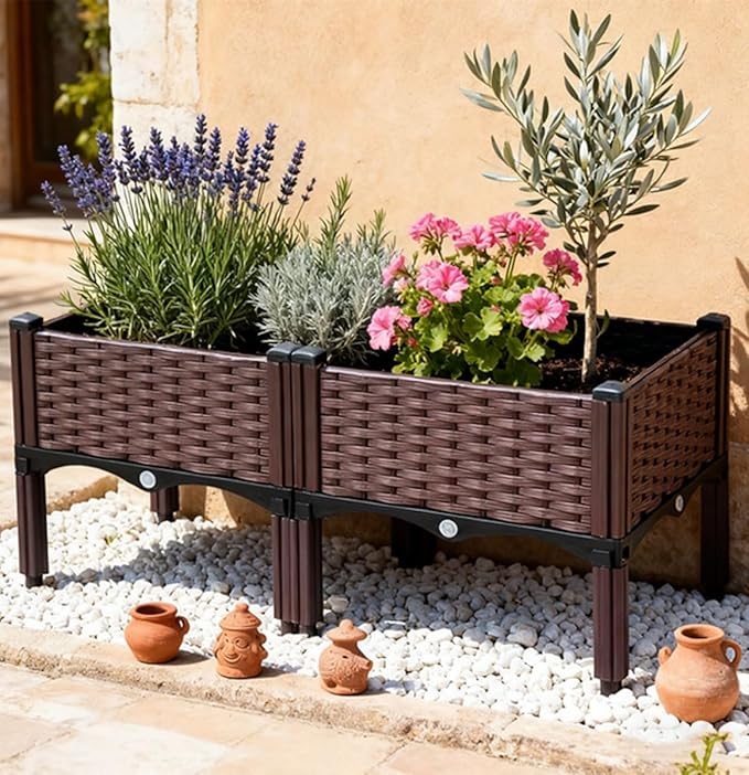 zeng Raised Garden Bed Planter, Elevated Planter Box, Vegetable Garden for Backyard, Patio, Balcony