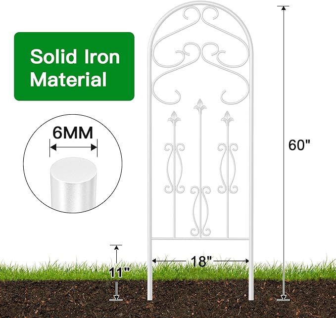 AMAGABELI GARDEN & HOME 2 Pack 60” x 18” Garden Trellis for Climbing Plants Outdoor Trellis for Climbing Roses Plant Trellis Vegetables and Flower Vine White Trellis for Ivy Cucumbers