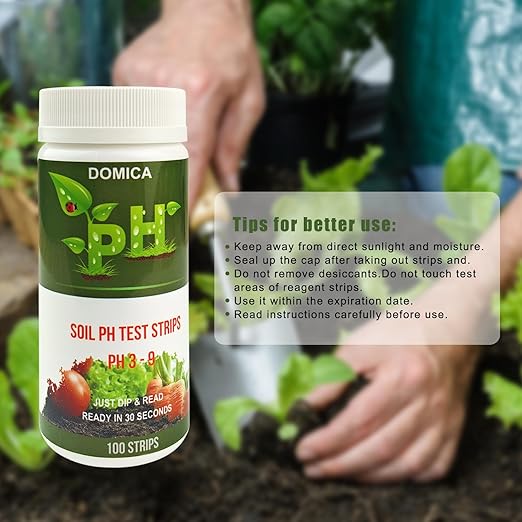 100 Soil pH Test Strips (pH 3-9) Soil Testing Paper, Mud pH Tester for Garden Lawn Grass Flower Vegetable Compost Indoor and Outdoor Plants