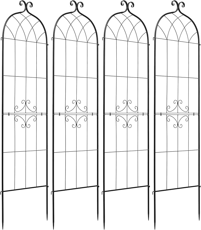 VEVOR Garden Trellis, 71 x 20 inch Rose Trellis, 4 Packs Garden Flower Rose Trellises with Powder-Coated Finish & Convenient Locking Design, Plant Support Trellises for Flowers, Vegetables, Roses