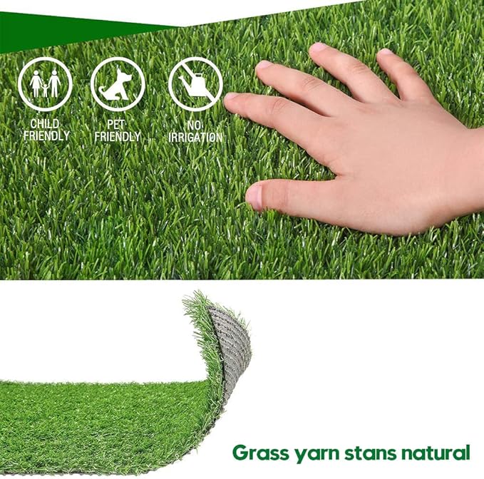 Artificial Grass Outdoor Turf, 10 x 62 FT 0.8" Thick Fake Grass Rug Realistic Synthetic Grass Carprt Decor Soft Astroturf Mat for Patio Backyard Garden Balcony