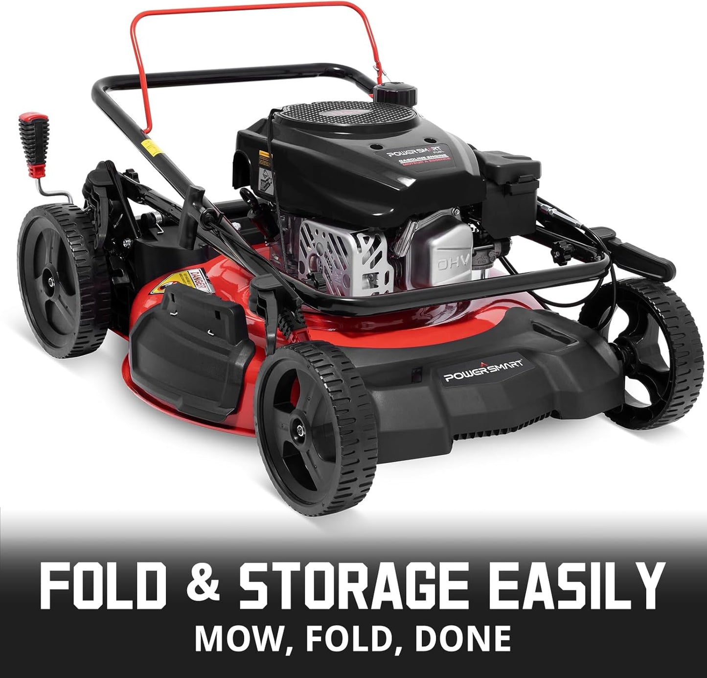 PowerSmart 21 in. Gas Lawn Mower with 144cc OHV Engine, 2-in-1 Push Mower with Mulching & Side-Discharge
