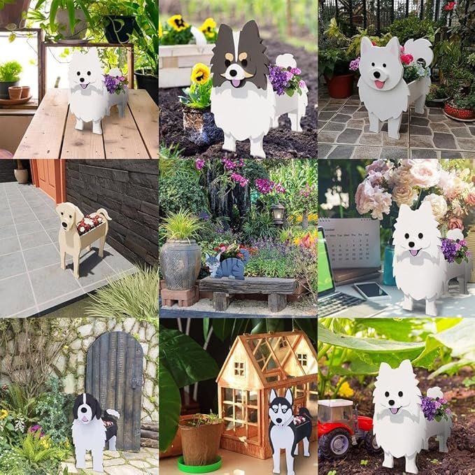 Small Chihua Doll Dog Planter Plant Pots, Animal Shaped Planter Pot, Premium Garden Succulent Plant Pots Cute Dog Design, Storage Container Planters for Indoor Plants 9.8 x 6.3 inch