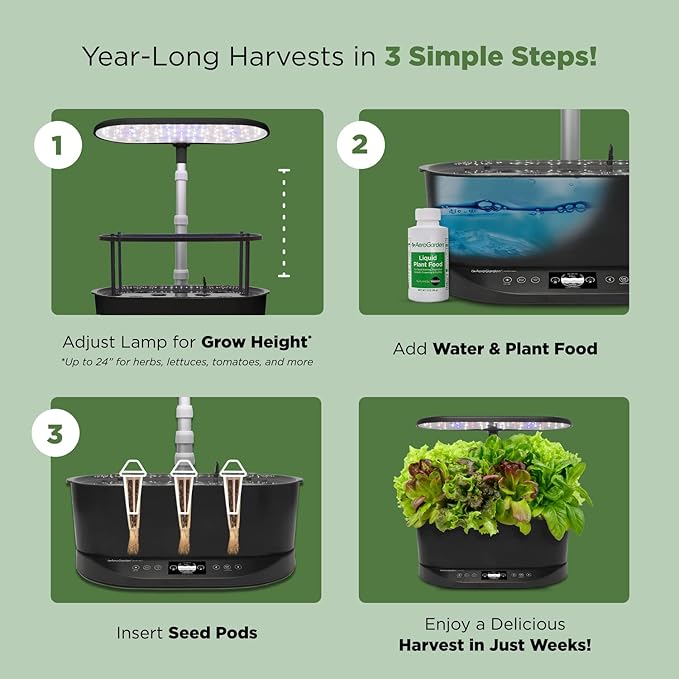 AeroGarden Bounty Basic - Indoor Garden with LED Grow Light, Black