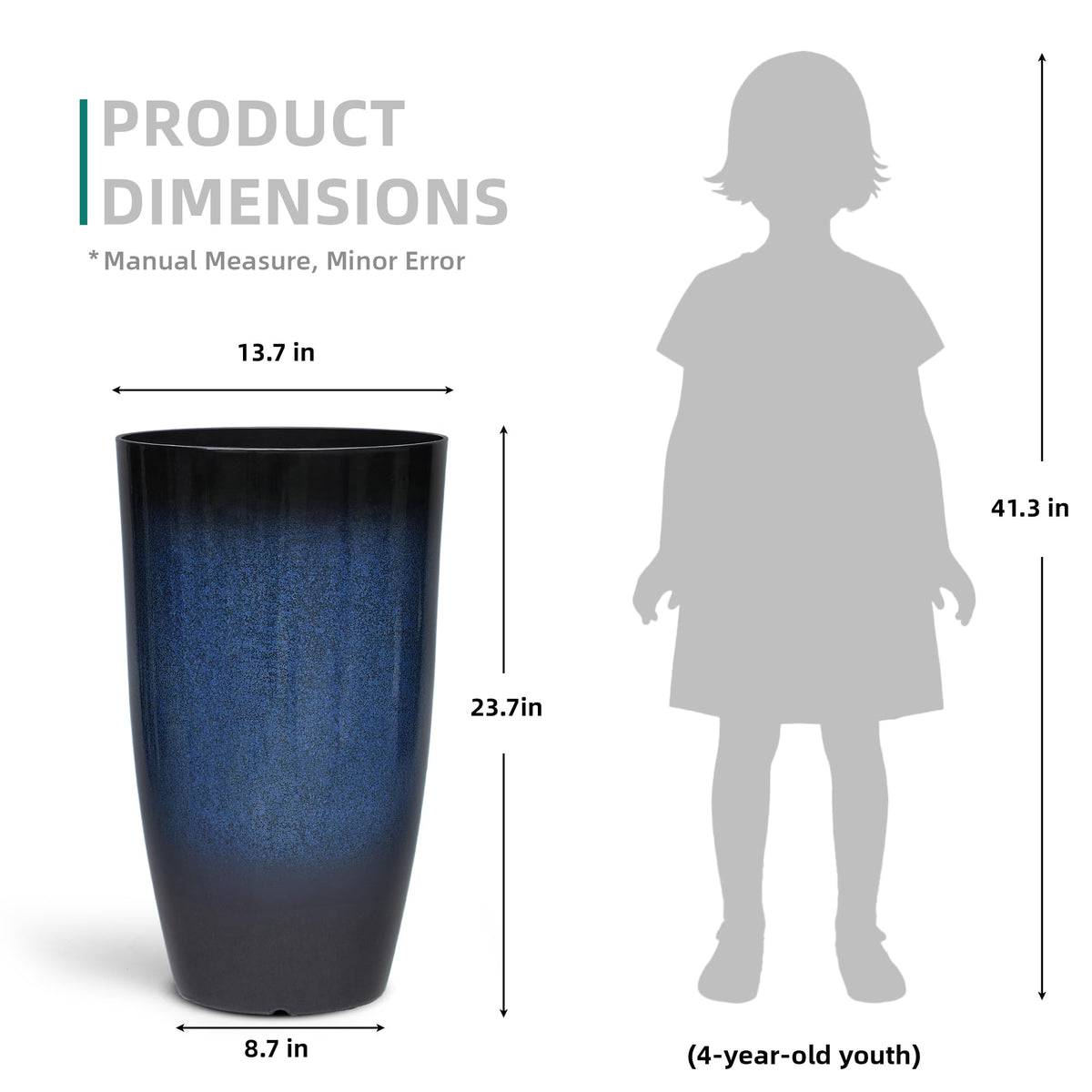 24" Large Tall Outdoor Planters (2 Count)