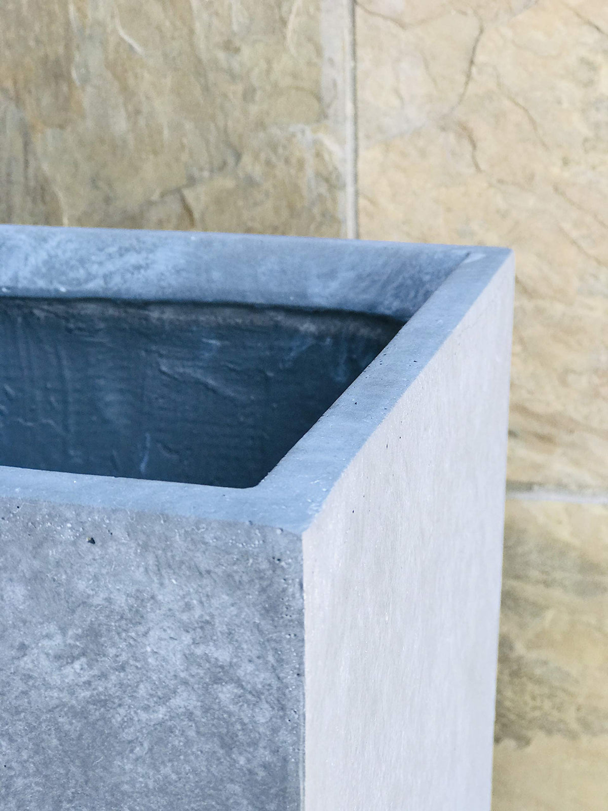 Accent Tall Square Blue Gray Concrete Planter 16" H (Slate Gray / 15.7" H)
