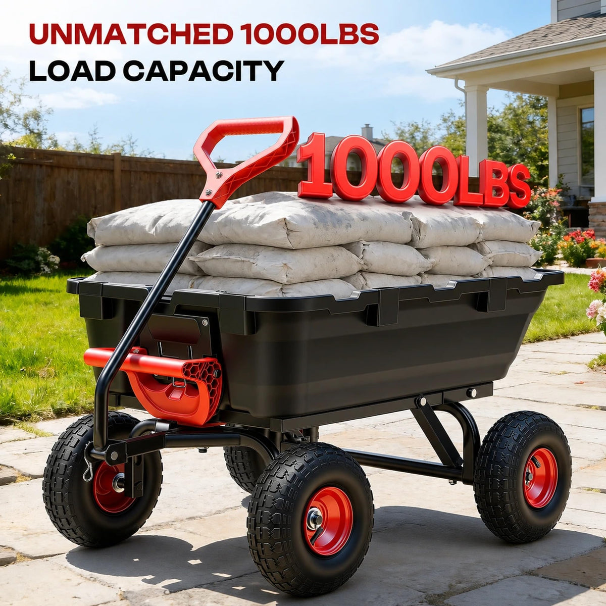 Autodaya Garden Dump Cart Wagon 1000 Lbs
