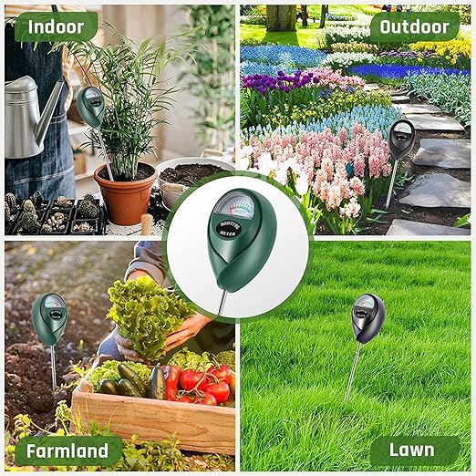Plant Moisture Meter, Plant Water Meter, Soil Moisture Meter for House Plants for Garden, Lawn, Farm, Indoor & Outdoor Use, No Batteries Required (Green + Black)