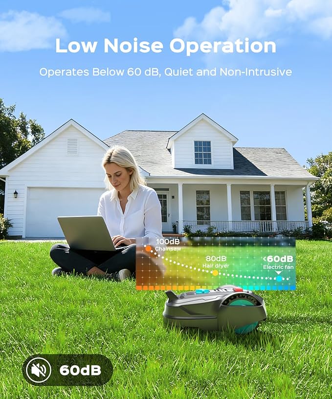 2026 M800Plus GPS+3D Vision Cordless Robot Lawn Mower with Bow-Shaped Path Mowing, APP Control, Robotic Lawnmower with Obstacle Avoidance, Auto-Charging for Lawns up to 8611 sq.ft (Charcoal Grey)