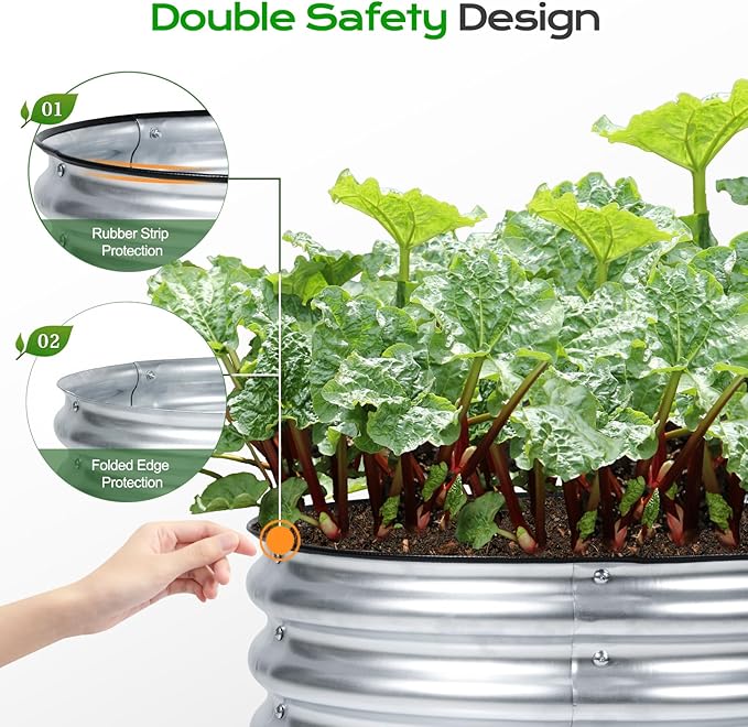 Aoodor 17" Tall 24" Metal Raised Garden Bed, Outdoor Planter Box and Raised Garden Kit for Vegetables, Flowers, and Herbs, Silver