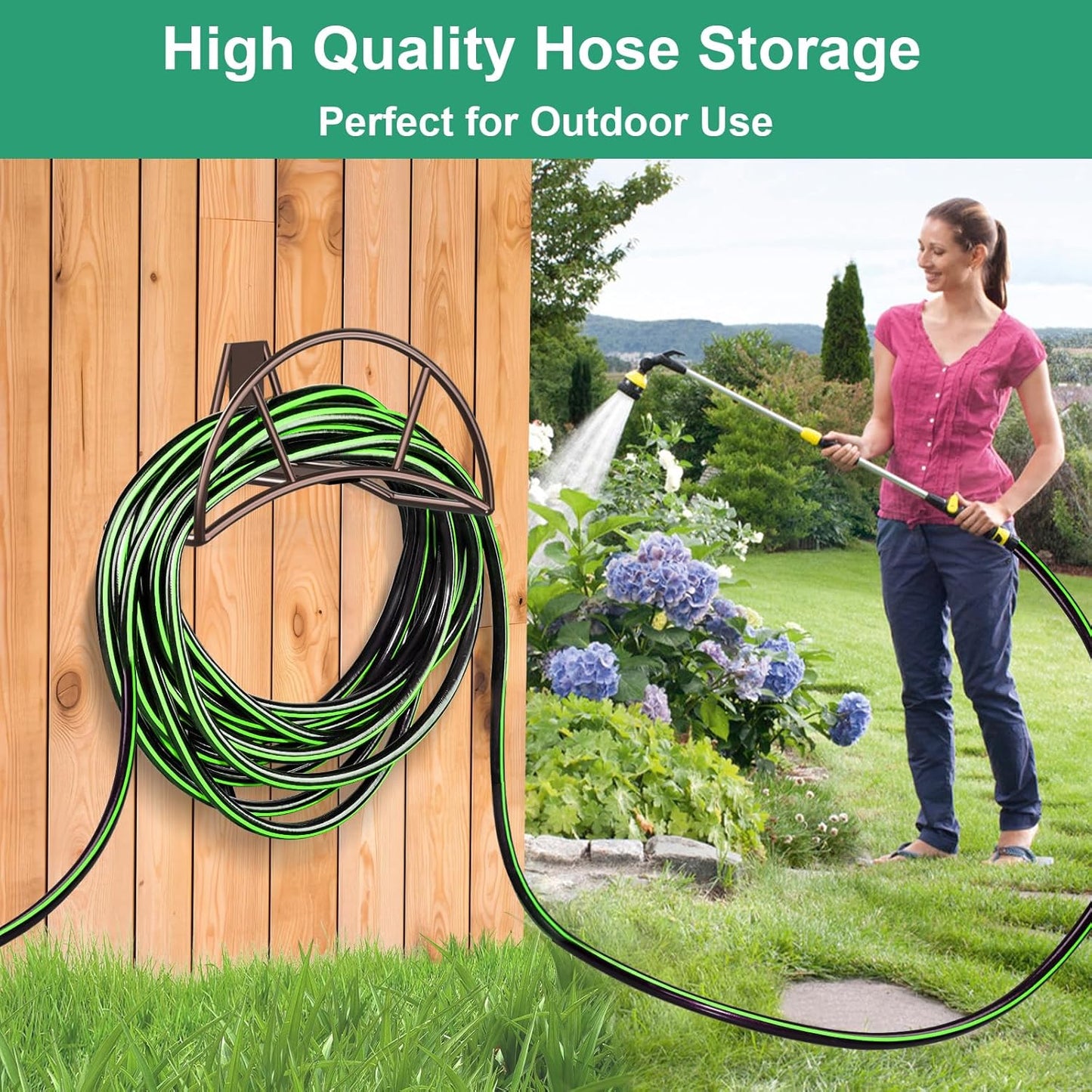 TomCare Garden Hose Holder Heavy Duty Water Hose Holder Wall Mount Hose Hanger Decorative Durable Garden Hose Storage Hose Reel Solid Metal Hose Stand Sturdy Hose Holders for Outside Yard, Bronze
